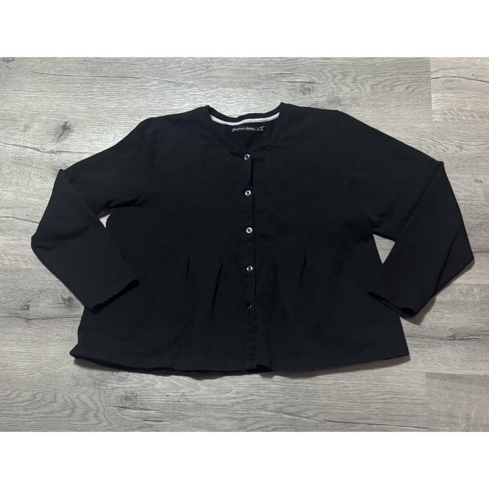 Gudrun Sjoden XL Black Cardigan Jacket 100% Cotton Button